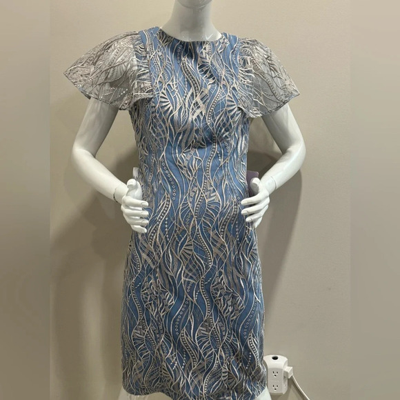 JS Collections Women's Meadow Cocktail Dress color denim bark Sz : 4 - Picture 9 of 14